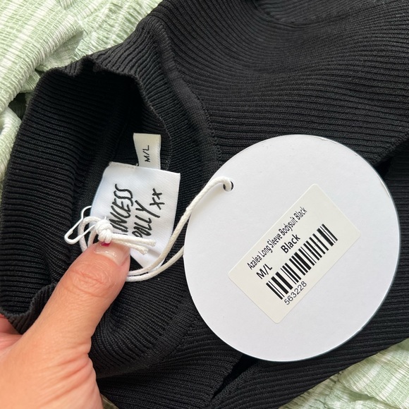 Princess Polly Azalea Black Ribbed Bodysuit Black NWT - Picture 4 of 5